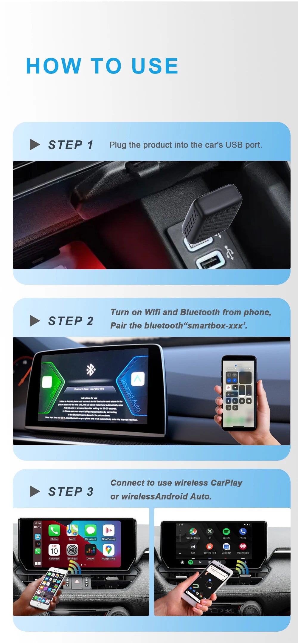 2026 NEW Wired to Wireless CarPlay and Android Auto 2 in 1 Mini Adapter 5GHz WiFi5 for 99% Original Wired CarPlay/Auto Cars