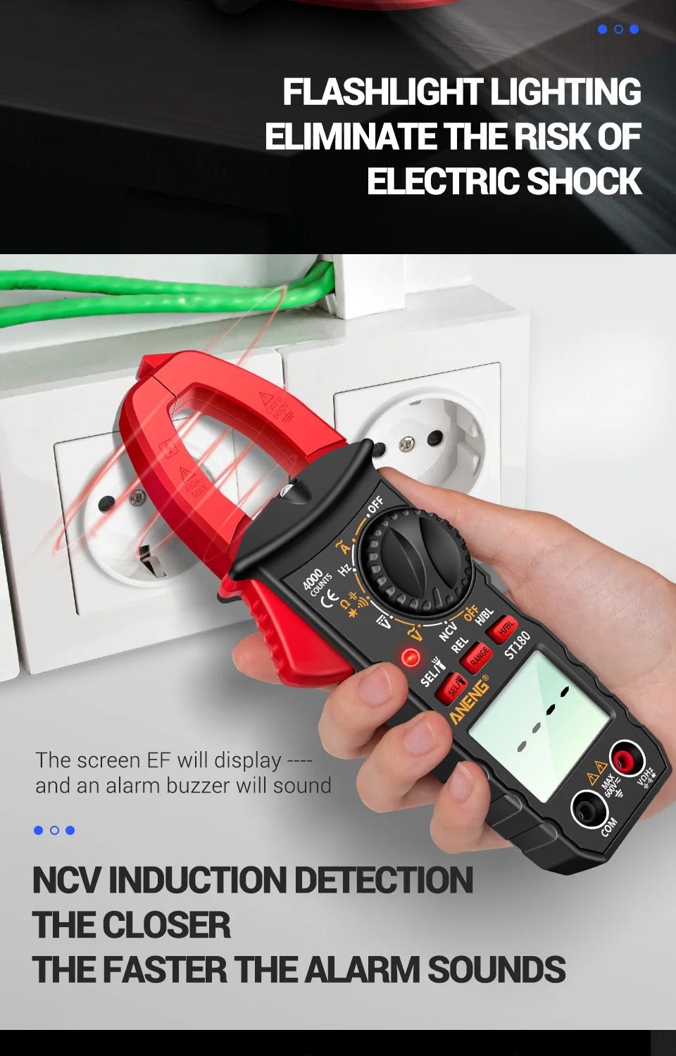ANENG ST180 AC Current Clamp Meter  Digital 4000 Counts Multimeter Ammeter Voltage Tester Car Amp Hz Capacitance NCV Ohm Tool - Shoppiline