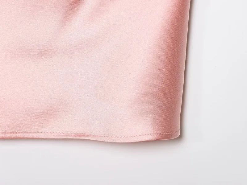 MUJER 2026 Halter Tops for Women Black Satin Backless Top Female Pink Summer Beach Top Woman off Shoulder Camisole Top Women