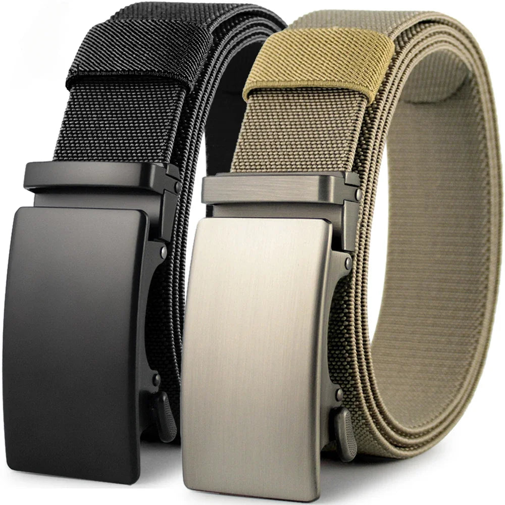Nouvelle ceinture élastique de sport de golf, ceinture tactique, boucle automatique en métal, ceinture militaire en nylon extensible résistante pour hommes, grandes tailles 115-150CM