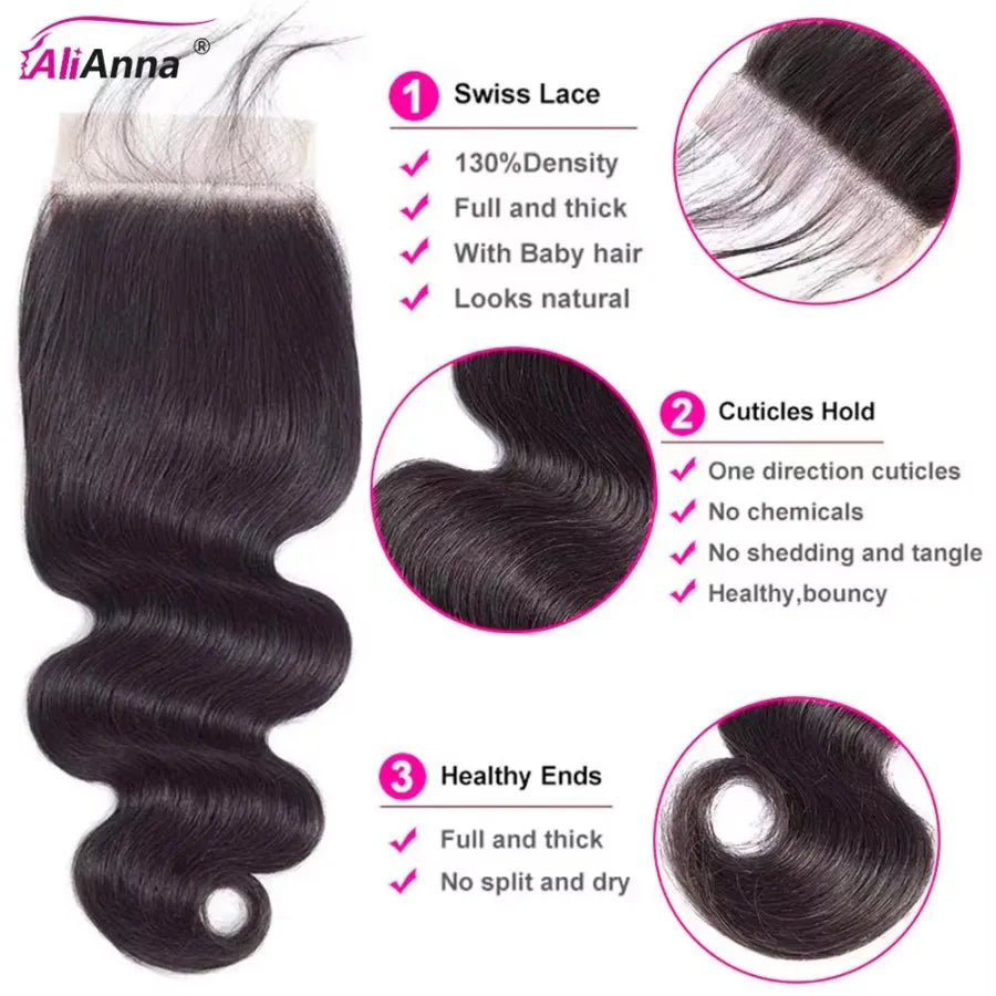 24 26 Inch Human Hair Bundles And Closure Body Wave Bundles With 4x4 Closure Raw Hair Bundles Human Hair 5x5 2x6 HD Lace Closure Brazilian Human Hair Bundles And Weaves Raw Hair Bundles Deals Transparent HD Lace Closure 100%