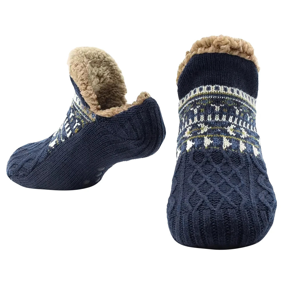 Herren Damen Winter Indoor Hausschuhe Socken Rutschfeste Dicke Thermosocken Warme Thermosocken Weich für Weihnachten