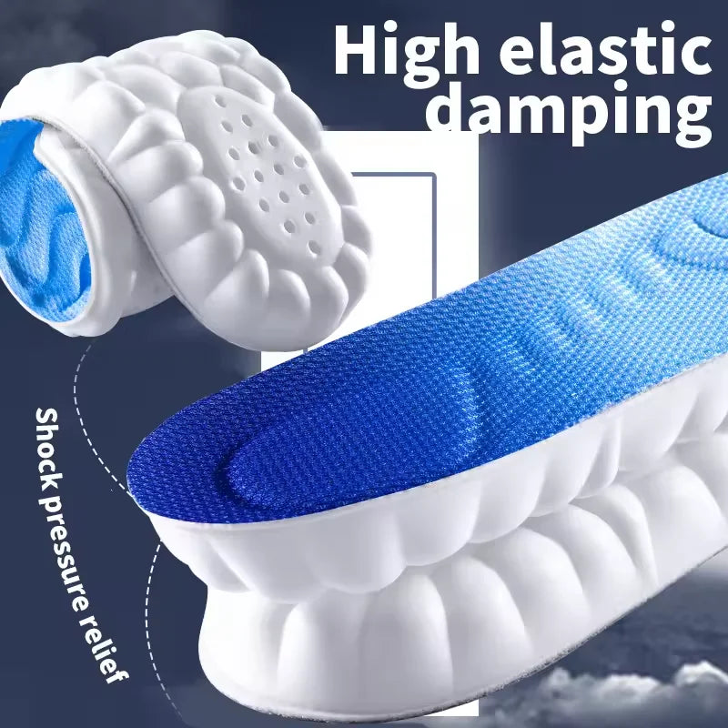 4D Cloud Technology Sports-Einlegesohlen für Schuhe, PU-Sohle, weich, atmungsaktiv, stoßdämpfend, gepolstert, orthopädische Laufsohlen