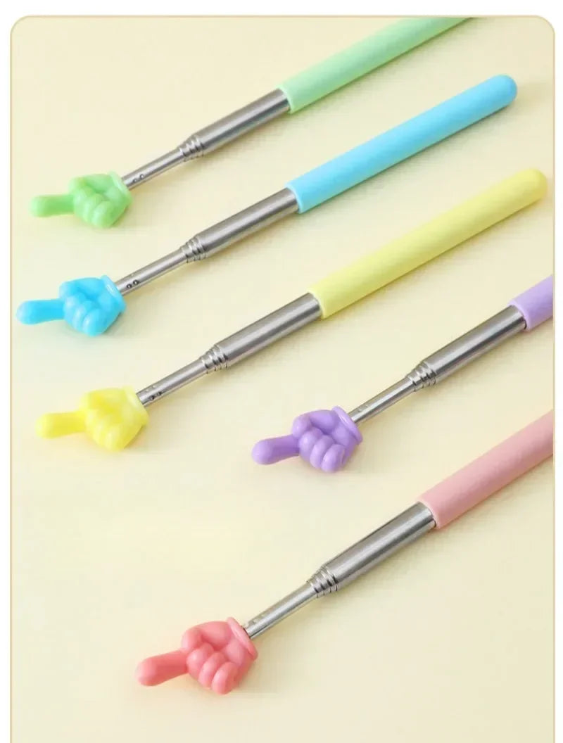 Colorful Finger Reading Sticks Stainless Steel Pointer Parent-Child Finger Reading Sticks Telescopic Rod Kids Teaching Tool