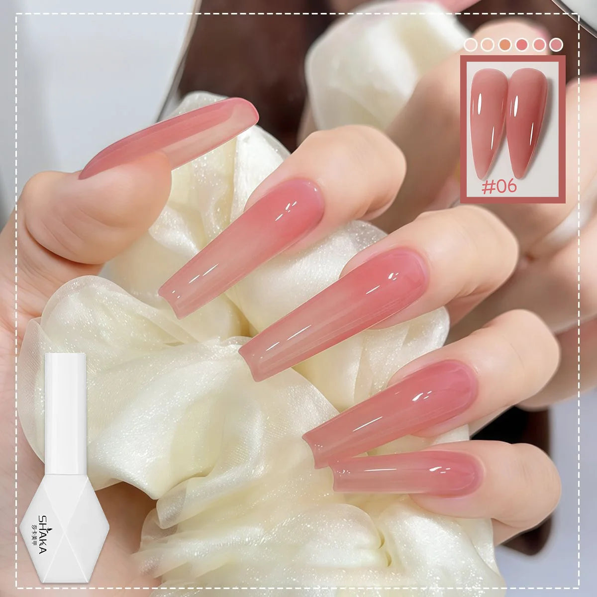 1-6pcs SHAKA Spring Ice Skin Naked Pink Gel Nail Polish 2026 New Style Versatile And Stylish Nail Art Nail Supplies