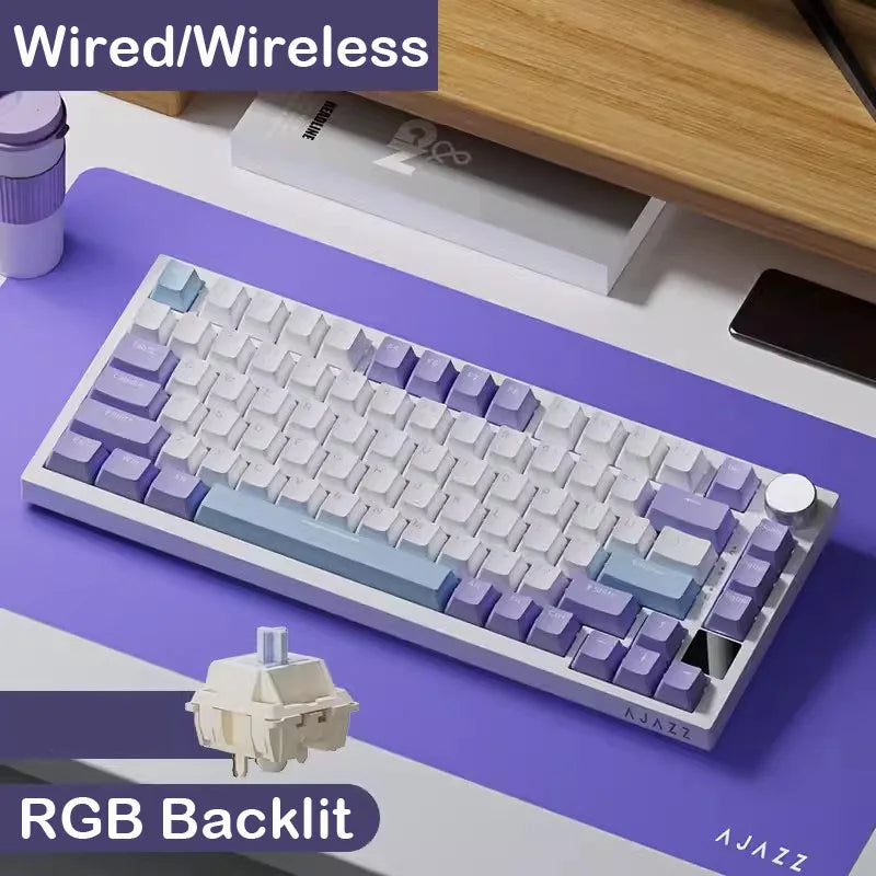 AJAZZ AK820/AK820 Pro Mechanical Gaming Keyboard Tri-Mode Bluetooth 5.1 Wireless Wired Knob Hot Swap Gasket Custom Keyboard