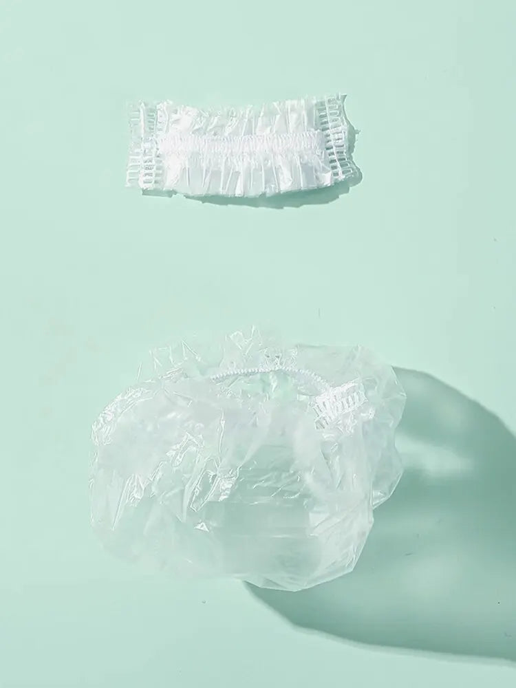 100PCS Disposable Hair Earmuff Dye Transparent Elastic Shower Hair Dye Protection Tool Shield Waterproof Earpack Plastic Wrap