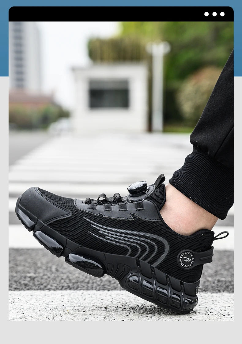 Rotary Buckle Work Safety Shoes For Men and Women Air Soft Sole Lightweight Protective Work Sneakers Men Breathable Boots - Shoppiline