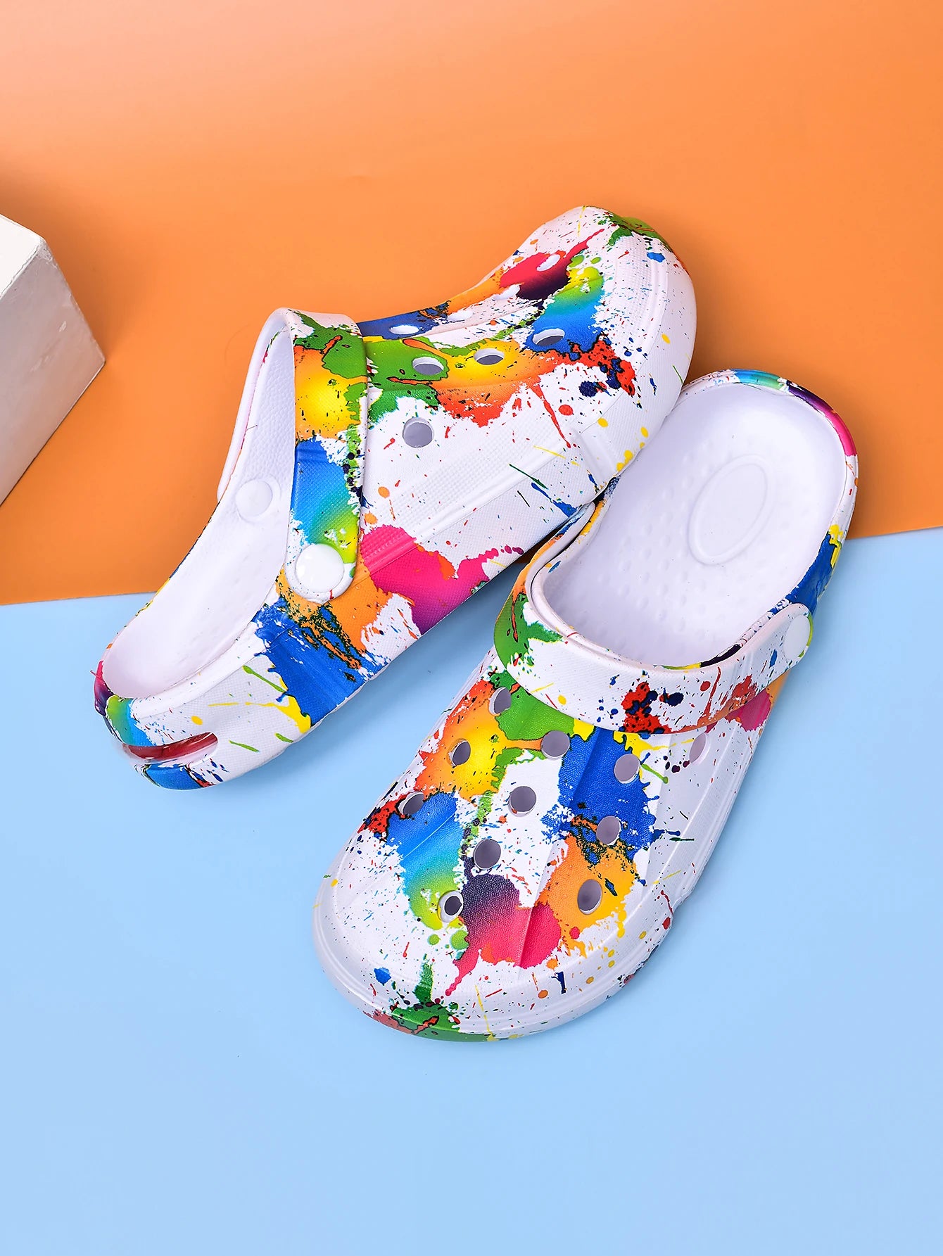 Couple Style Men's and Women's Clogs Sandals Slippers Inkjet Pattern Air Cushion Breathable Beach Sandals Outdoor Thick-Soled Mu