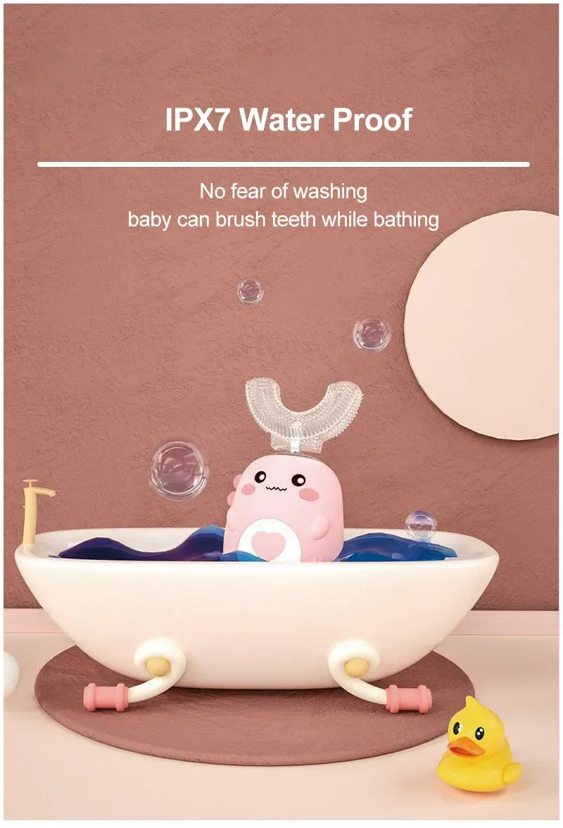 Kids U-Shaped Electric Toothbrush, Food Grade Silicone 360° Automatic Clean USB Charging Smart Oral Care Children Toothbrush