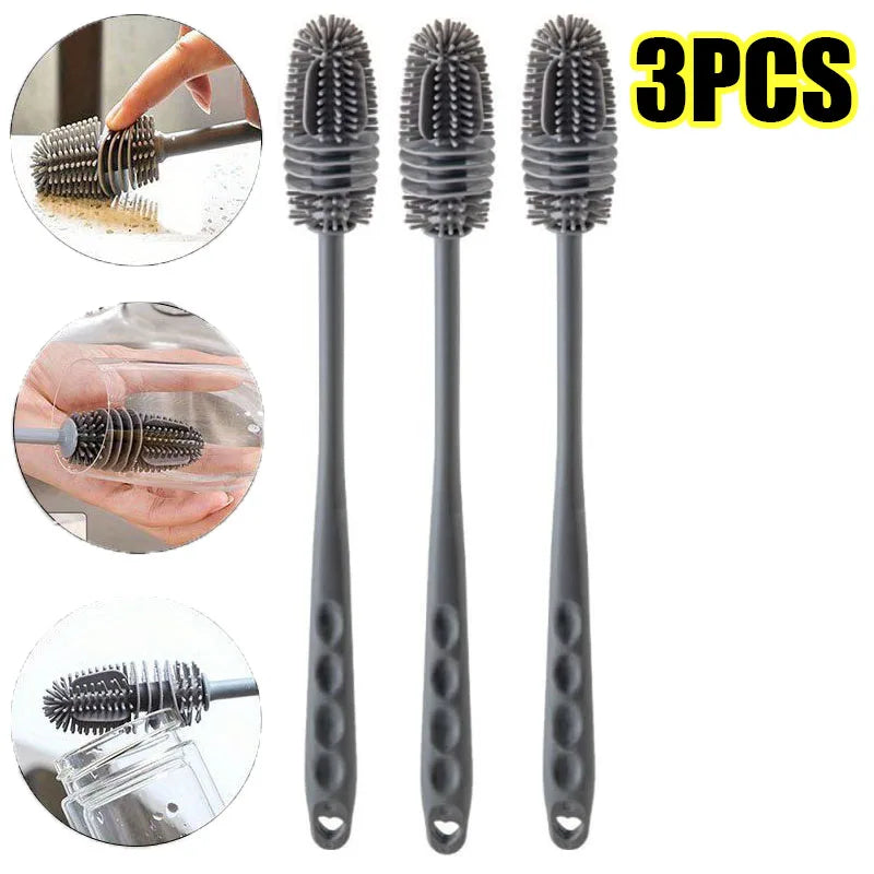 Bottle Brush Insulation Cup Washing No Deadend Long Handled Silicone Cleaning Brush Household Multifunctional Cleaning Tools