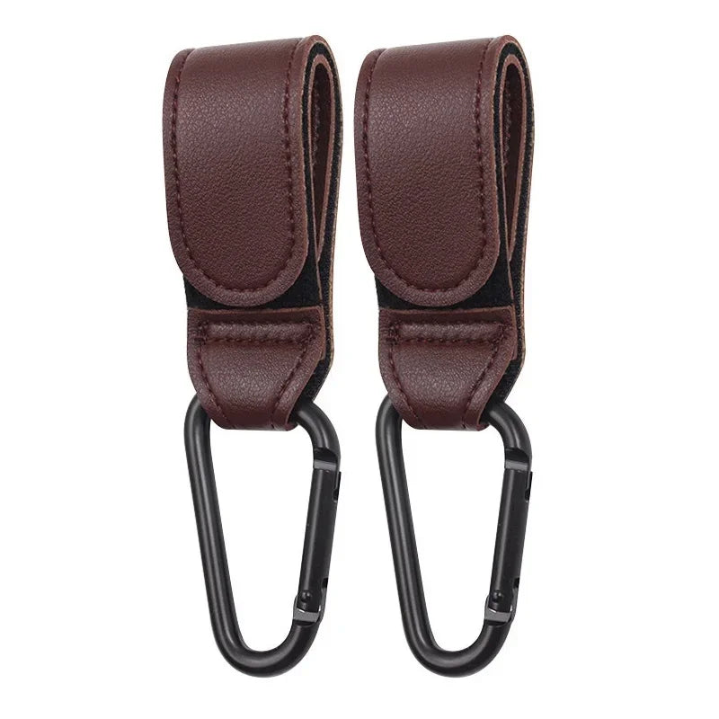 1/2pcs PU Leather Baby Bag Stroller Hook Pram Cart Organizer 360 Degree Rotatable Hook High-quality Crochet Stroller Accessories