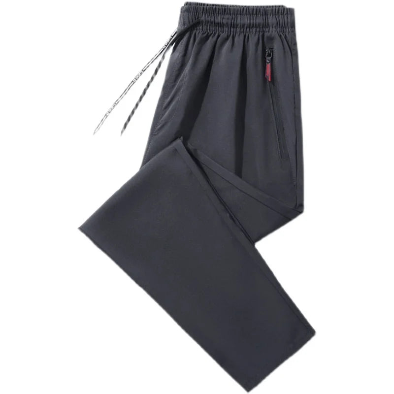 Herren Freizeithosen Gerade Schmale Passform Elastischer Bund Jogger Koreanische Klassische Blau Schwarz Grau Herrenmarkenhosen Übergröße