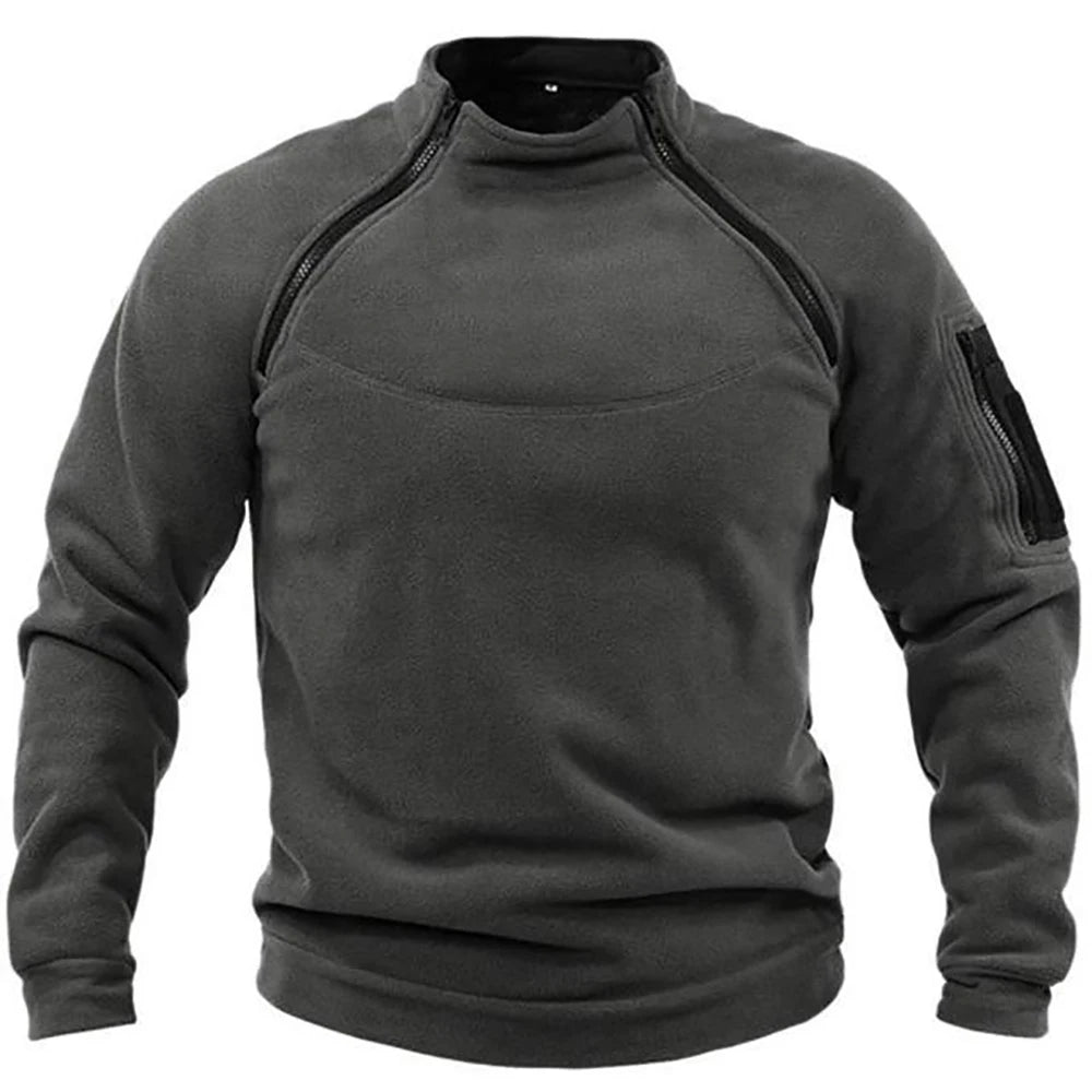 Taktische Hoodies für Herren, Militär-Outdoor-Pullover, Langarm-Pullover mit Reißverschluss, Fleece, winddicht, Thermo, für Wandern, Camping, Armee