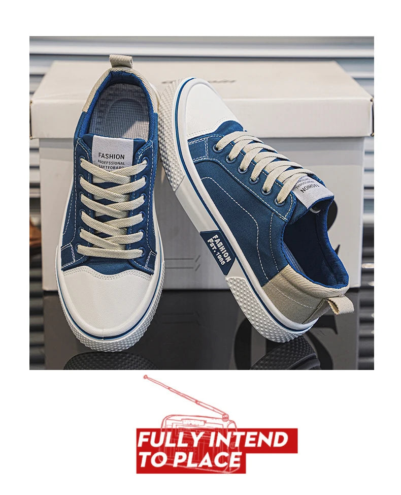 Canvas shoes four seasons men's casual shoes students flat shoes fashion soft-sole outdoor walking shoes youth Joker board shoes