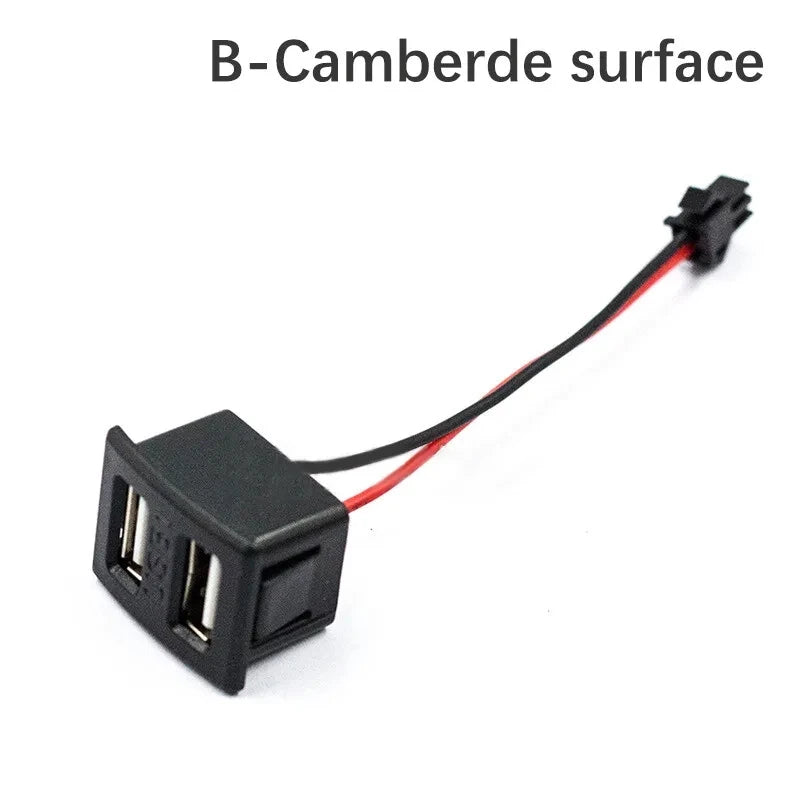 1 Pcs Noir Double Couche USB Femelle Type-C Douille et USB Femelle Lampe Prise de Charge Prise de Courant avec Connecteur de Câble
