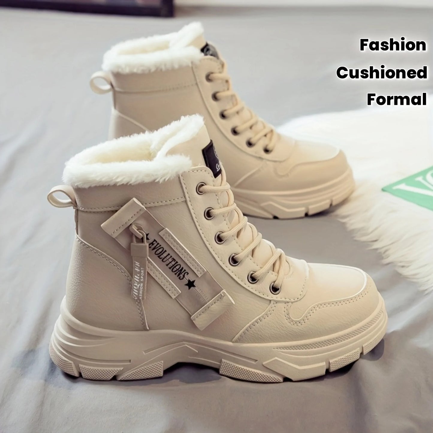 Bottines pour femme, bottes courtes, bottes d'hiver avec doublure épaisse et isolation, élégantes et polyvalentes, bottes d'hiver à semelle épaisse