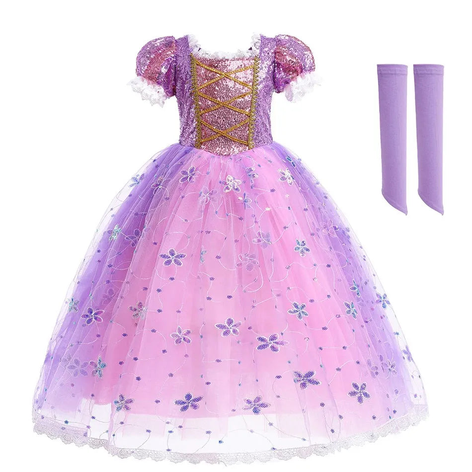Kids Cinderella Costume Princess Dress for Girls Children Rapunzel Snow White Belle Jasmine Elsa Aurora Cosplay Carnival Dresses