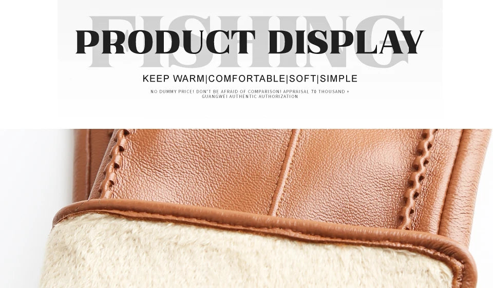 Women's sheepskin gloves winter warm plus velvet short thin touch screen driving color women's leather gloves good quality -2226