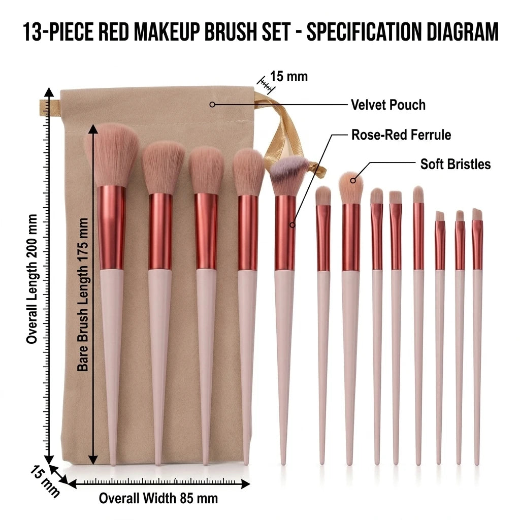 13 PCS Makeup Brushes Set Eye Shadow Foundation Women Cosmetic Brush Eyeshadow Blush Beauty Soft Make Up Tools Bag