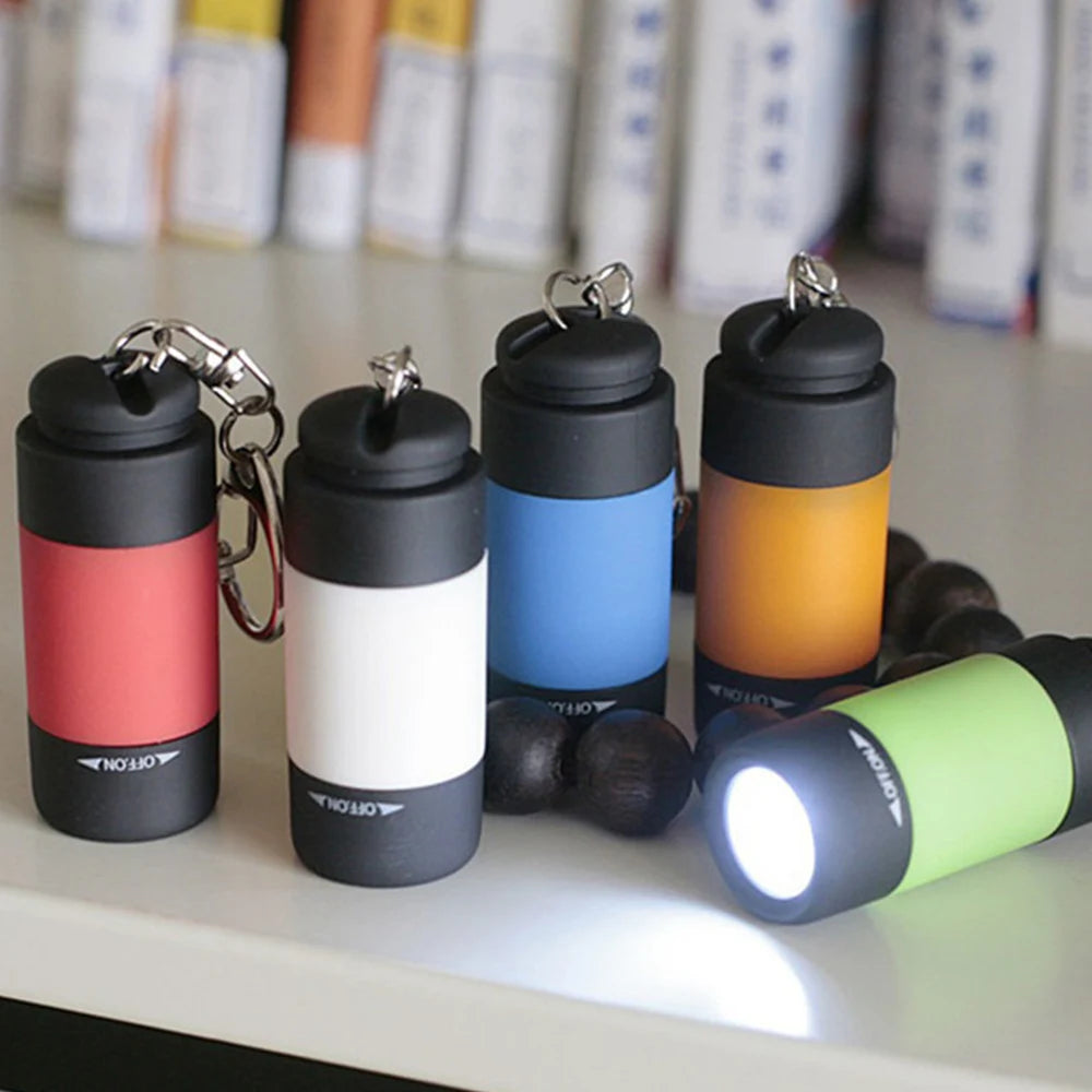 USB Rechargeable LED Multifunctional Strong Light Pocket Keychain Flashlight Waterproof Outdoor Hiking Camping Mini Flashlight