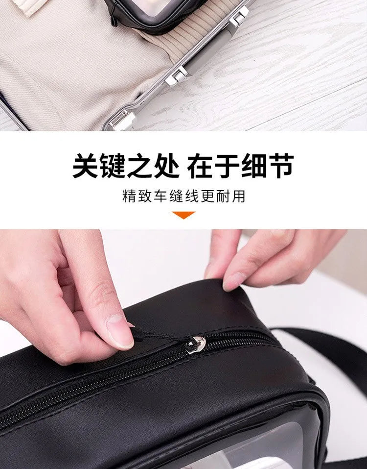 HOMEFISH Single Layer Transparent PVC Waterproof Cosmetic Bag, Portable Large Capacity Dustproof Travel Makeup Handbag