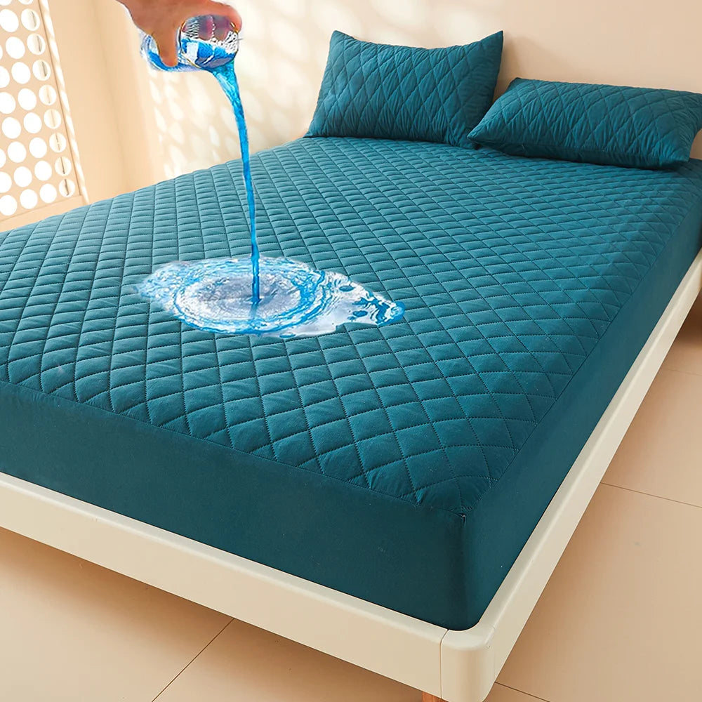 1pc 3D Air Fabric Thick Mattress Cover, 100% Waterproof Mattress Protector, Soft and Breathable Fitted Bed Sheet (No Pillowcase) - Shoppiline