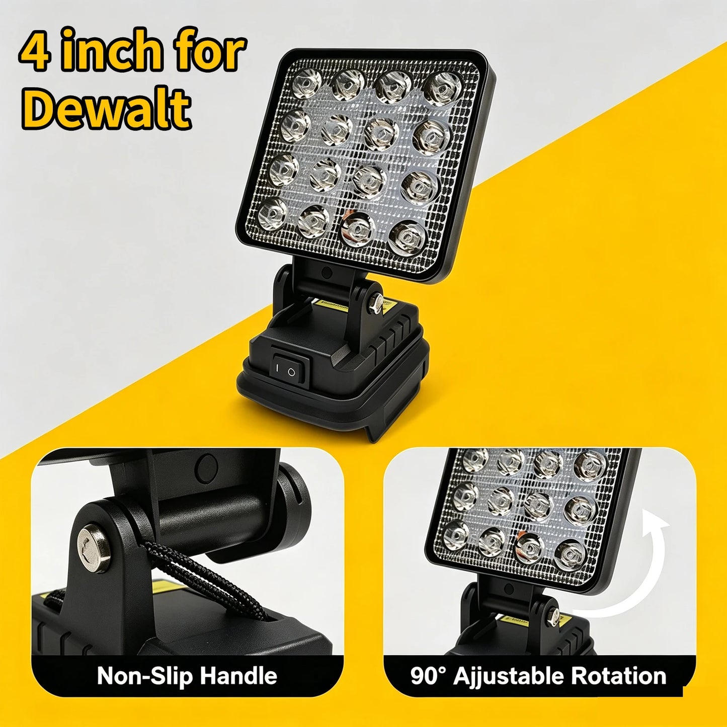 4/8 Inch Portable LED Spotlight Cordless Handheld Light Compatible with for Dewalt 18 V Battery for Outdoor Work Fishing