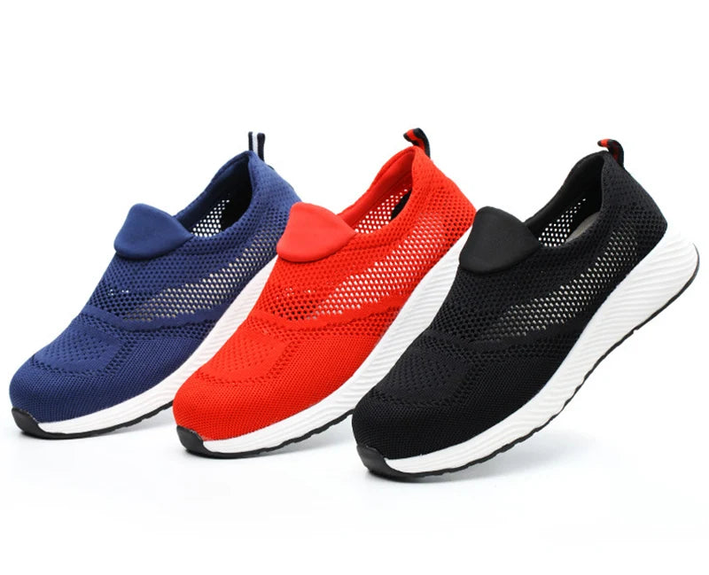 Breathable Safety Shoes Man Steel Toe Anti-Puncture Reinforced Sole Men's Work Shoes Lightweight Slip Resistant Safety Sneaker - Shoppiline