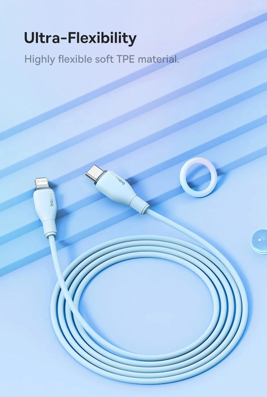 Baseus TPE 20W USB C Cable For IPhone 14 13 12 11 Pro Max XS Fast Charging Cable Type C To Lighting Date Wire For iPad Macbook