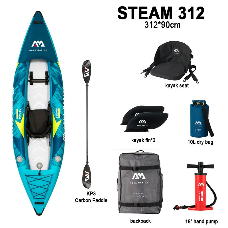 AQUA MARINA STEAM inflatable Kayak Boat 10'3"/13'6"  Drifting Inflatable Paddle Board Canoeing 1 2 Person Raft Rubber Boat PVC