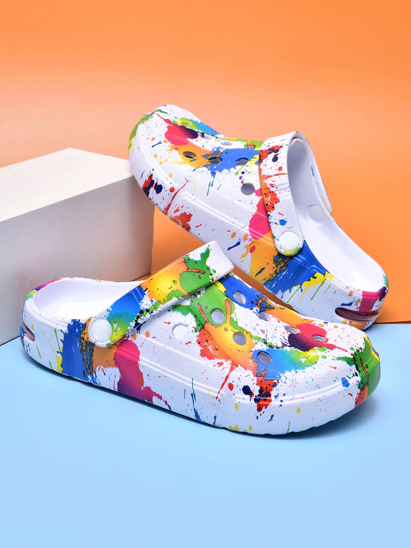 Couple Style Men's and Women's Clogs Sandals Slippers Inkjet Pattern Air Cushion Breathable Beach Sandals Outdoor Thick-Soled Mu