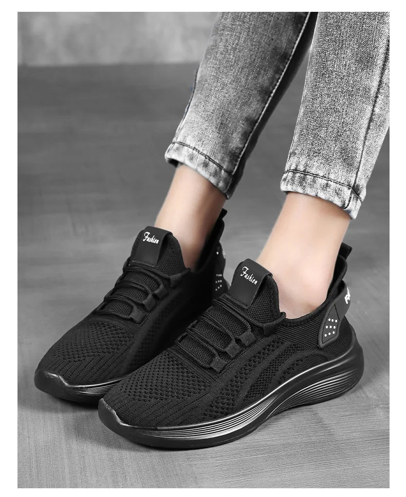Women Casual Shoes 2025 Hot Sale Breathable Air Mesh Slip-on Female Sock Footwear Outdoor Women Sneakers Thick Bottom Platforms