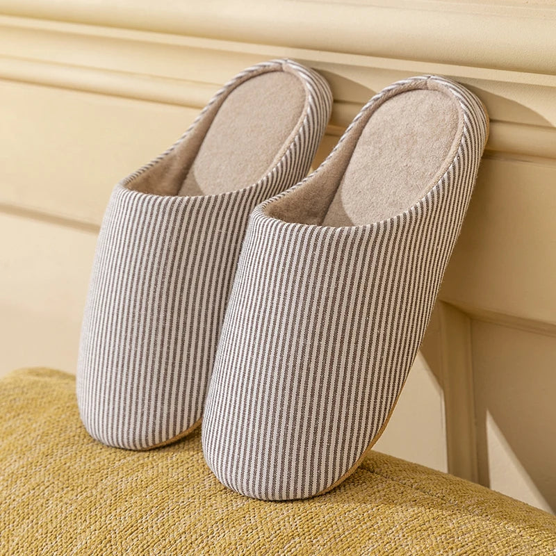Unisex Home Slippers Soft Fur Slippers Warm Indoor Flat Slides Nonslip Couples Shoes Bedroom Light Slience Flats Autumn&Spring