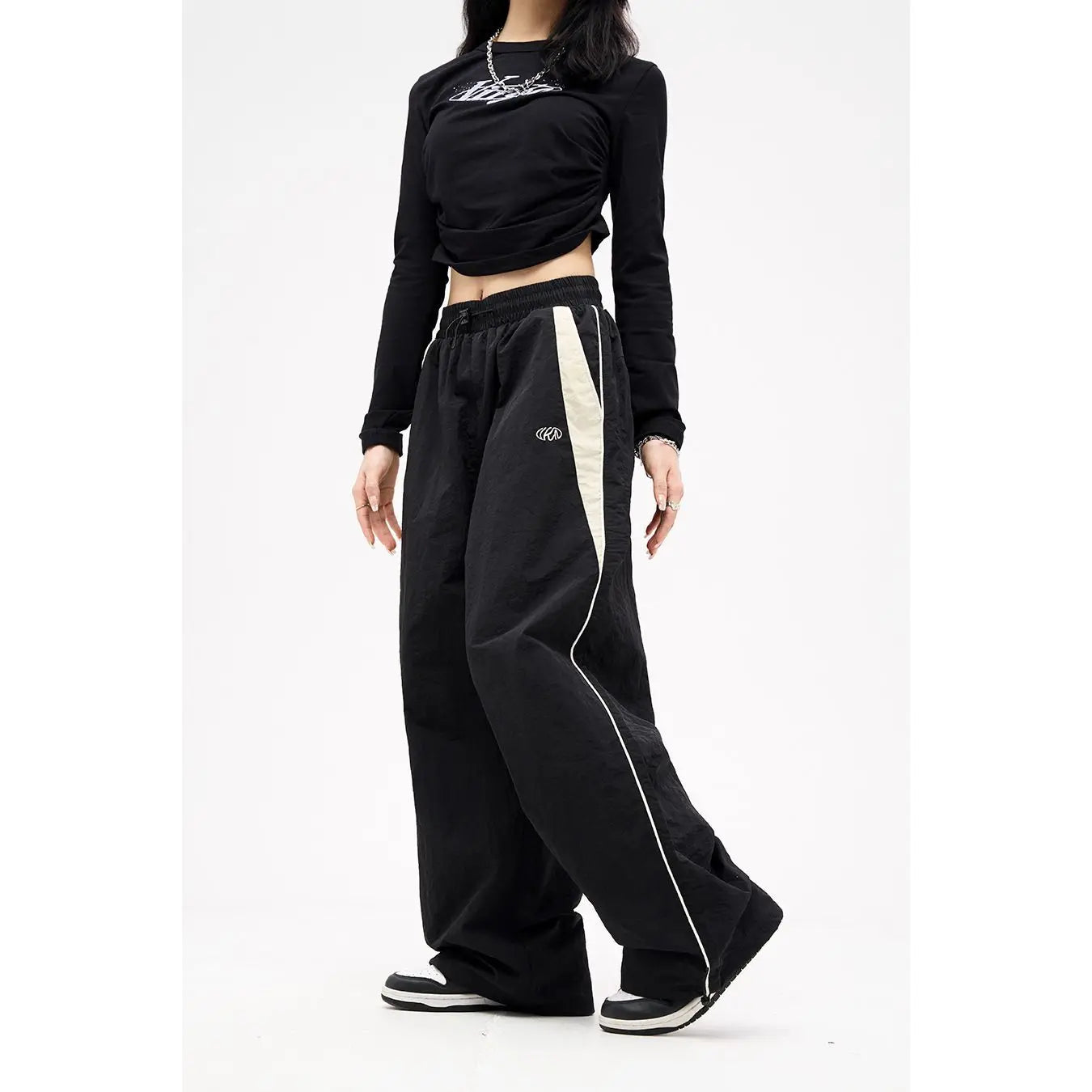 Damen lässige Jogginghosen Mode Streetwear Übergroße Sport-Weite Beinhosen Hip Hop Y2k Sweatpants High Waist Baggy Hosen