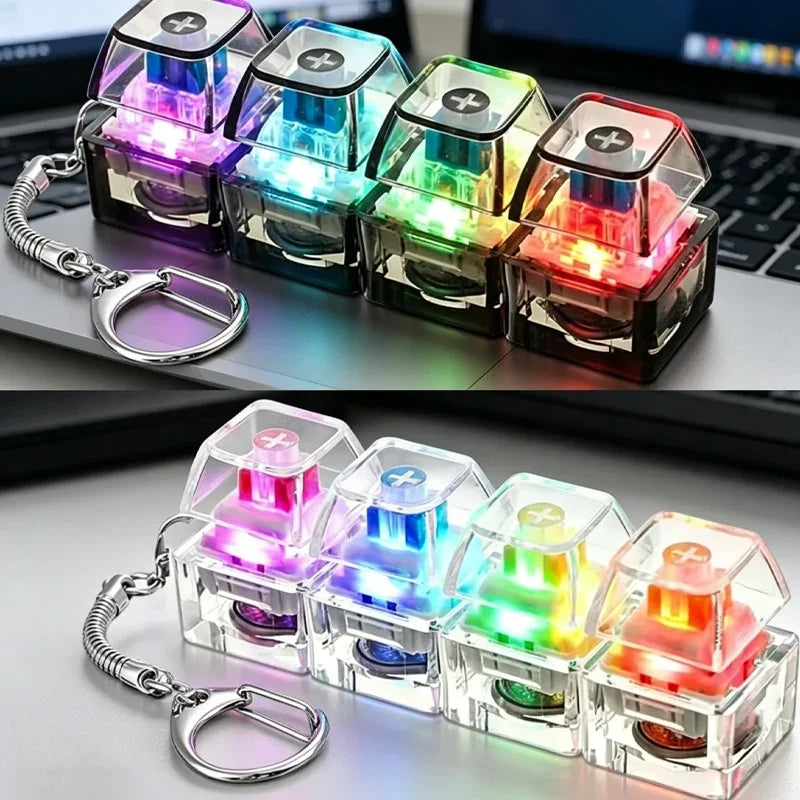 Keychain LED lights for relieving stress and anxiety, keychain keyboard toys, portable office desk accessories, office gifts