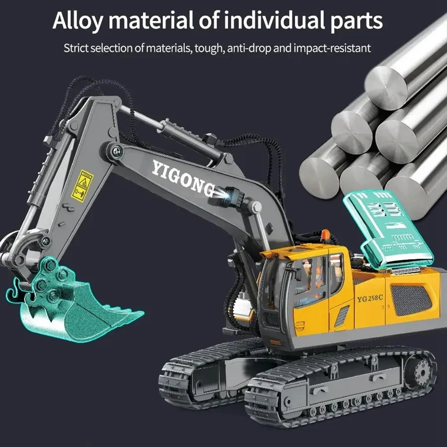 4WD Remote Control Excavator 4x4 Alloy Dump Truck Bulldozer Radio Model RC Car Construction Vehicle Toy Children Kids Gifts - Shoppiline