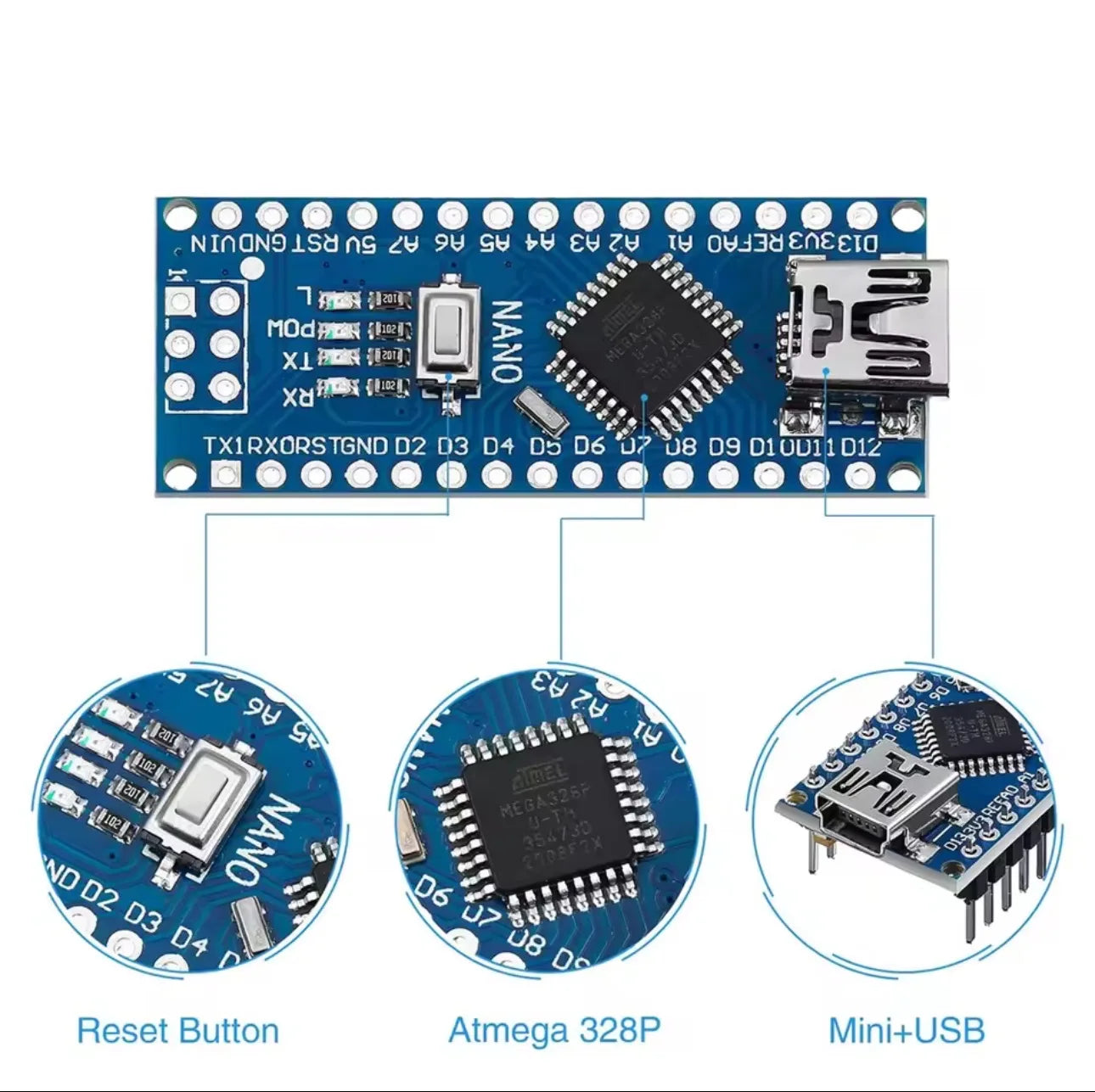 Promotion For arduino Nano 3.0 Atmega328 Controller  compatible Board HZWDONE Module PCE Development Board without USB V3.0