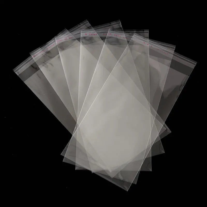 TETP 100Pcs Clear Self-Adhesive Resealable Waterproof OPP Plastic Bags 5Wires per Bag for Gift Food Candy Packaging Cellophane S