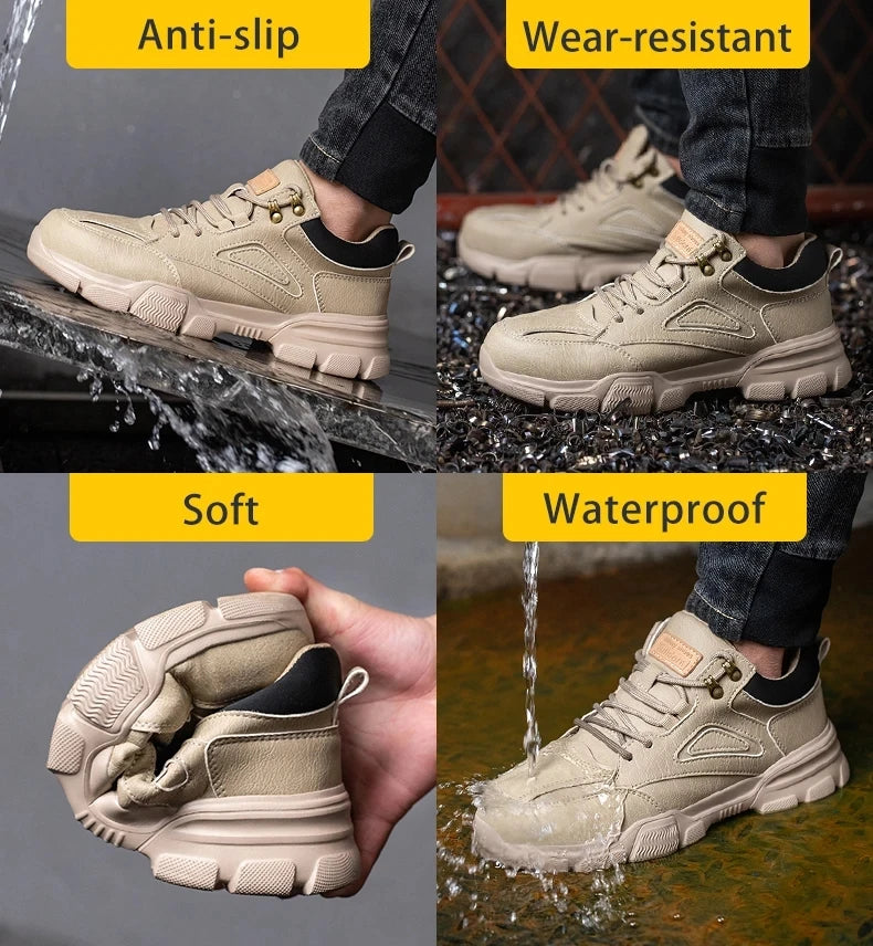 High-quality Safety Shoes Men Steel Wire Rotary Buckle Work Sneakers Indestructible Shoes Anti-smash Anti-puncture Work Shoes