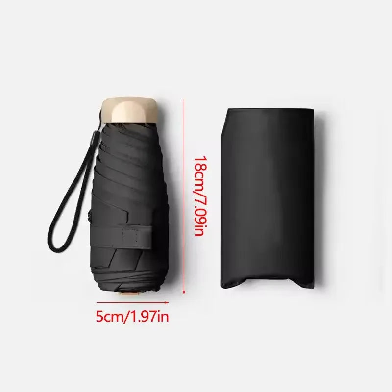 Low Price Promotion Mini Sun Umbrella Pocket Rain Umbrella Vinyl Folding UV Ultraviolet Protection Sun Shade Pocket Parasol