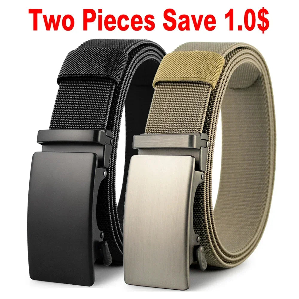 Nouvelle ceinture élastique de sport de golf, ceinture tactique, boucle automatique en métal, ceinture militaire en nylon extensible résistante pour hommes, grandes tailles 115-150CM