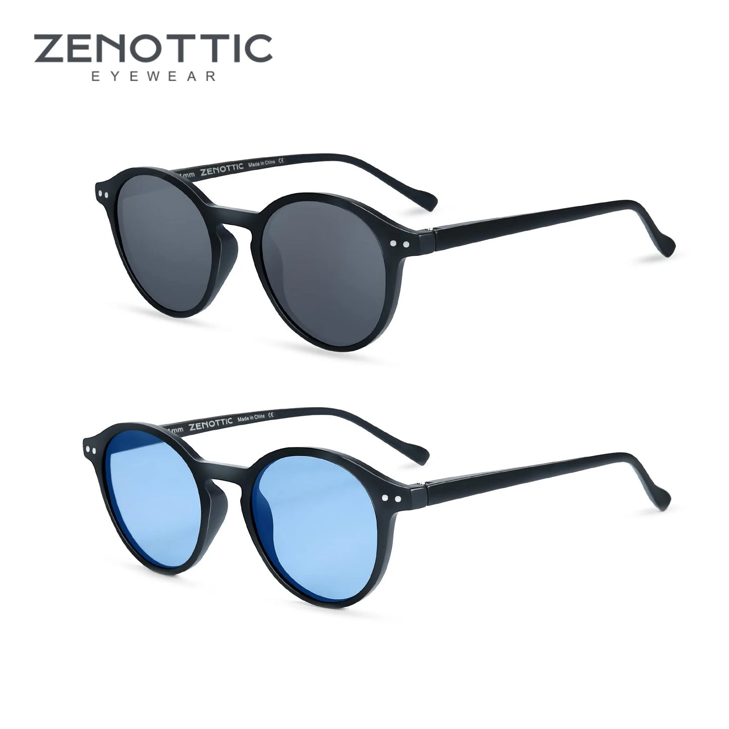 ZENOTTIC Lunettes de Soleil Rétro Polarisées 2023 2024 Hommes Femmes Vintage Petite Monture Ronde Lunettes de Soleil Verres Polarisés UV400 Nuance