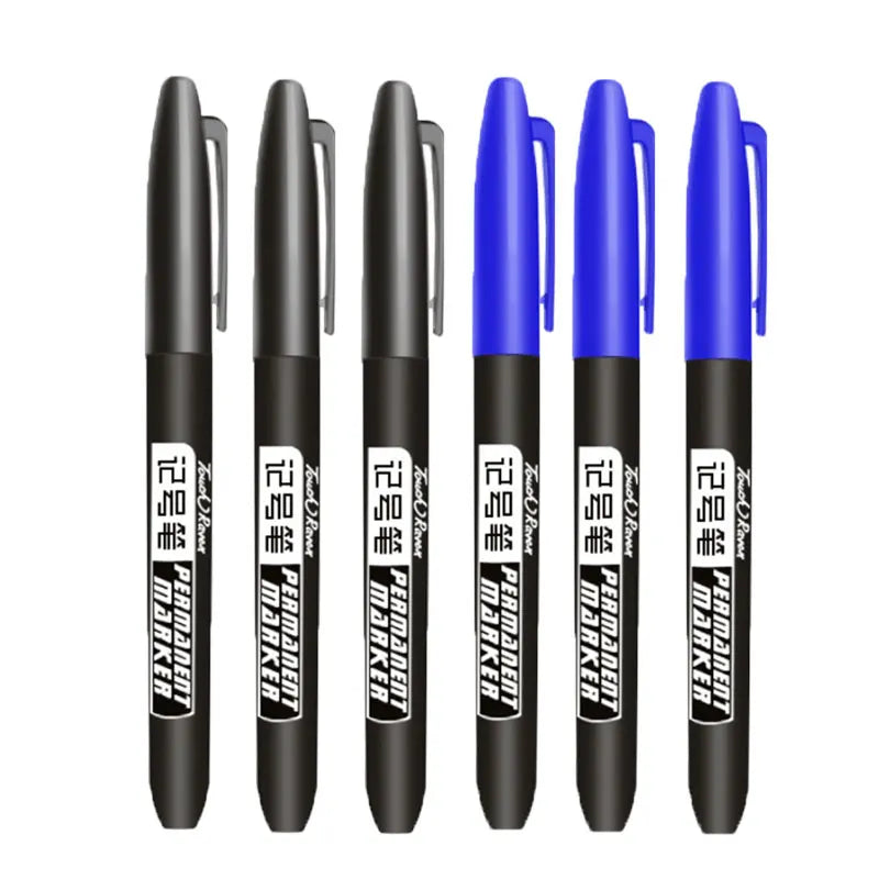 6 PCS Permanent Marker Pen Manga Drawing Markers Black Blue Red Waterproof Ink Sketch Pens Stationery Art School Supplies - Shoppiline