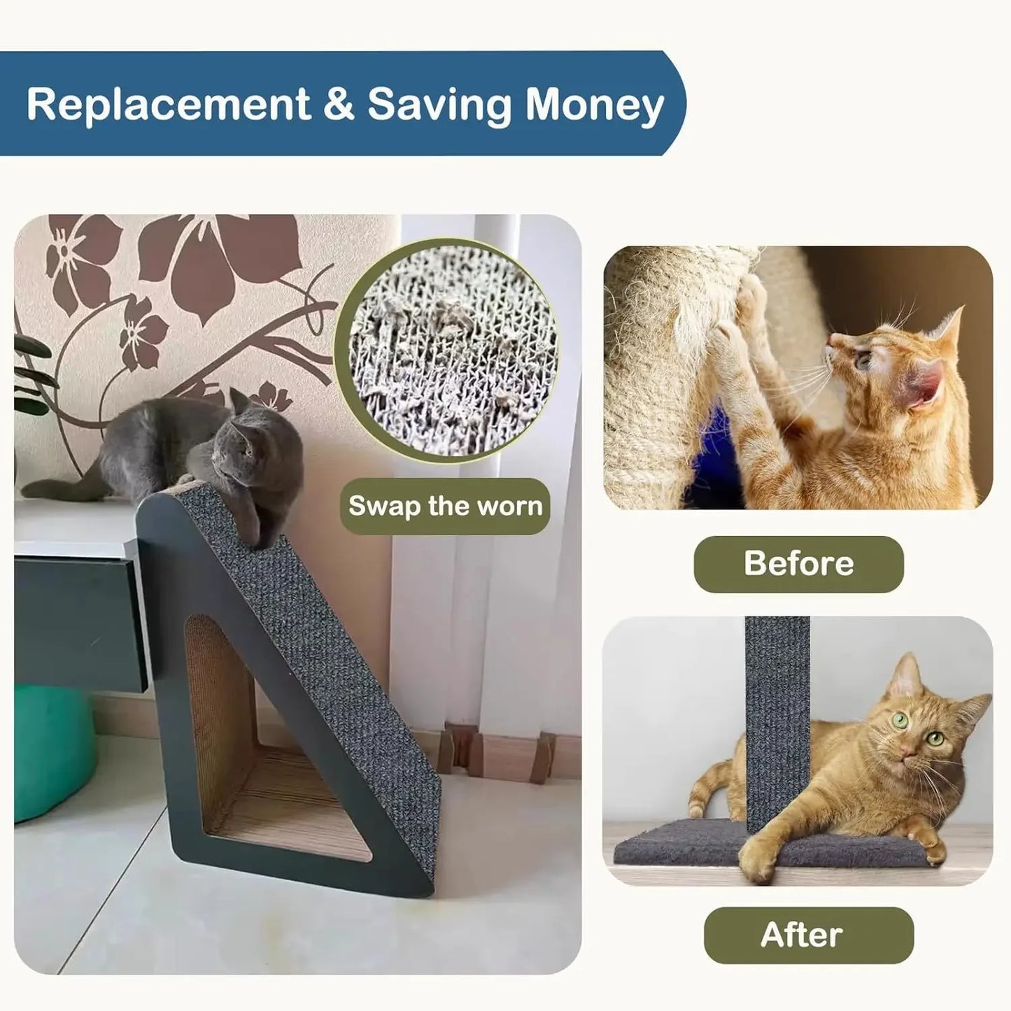 Self-Adhesive Cat Scratching Mat Trimmable Cat Carpet Cat Scratching Carpet Corner Wall Cat DIY Scratch Sofa Furniture Protector