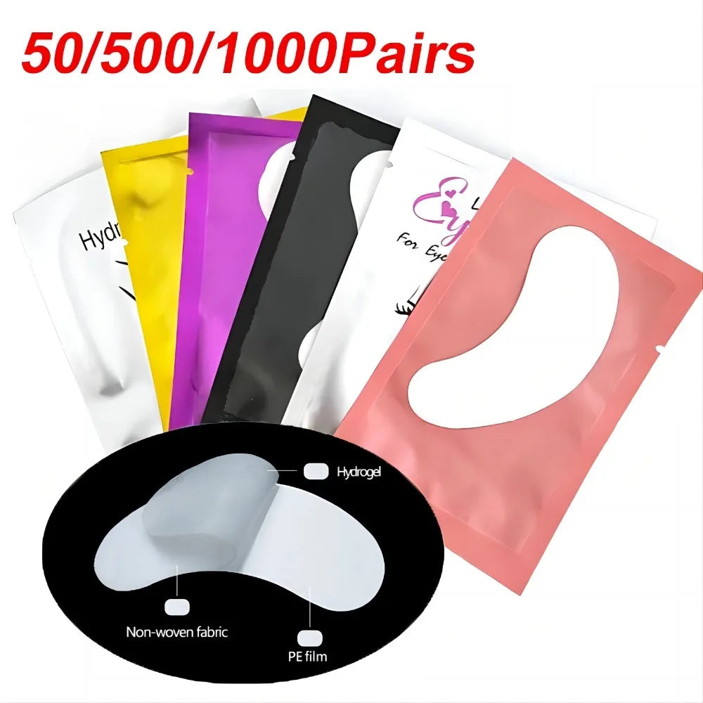 50/500/1000 Stück Hydrogel-Pads für Wimpernverlängerung, Unteraugenpads, Wimpernsticker, Tools, Großhandel LAUKISS