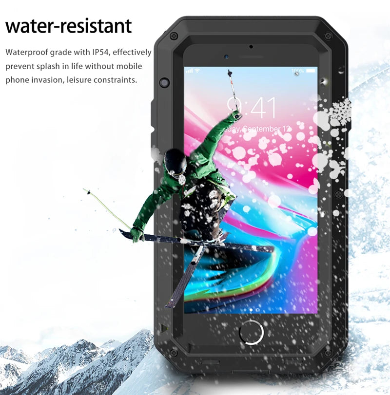 Heavy Duty Protection Armor Metal Aluminum Case for iPhone 16 15 14 13 12 mini 11 Pro 7 8 Plus XS Max XR SE 16e Shockproof Cover - Shoppiline