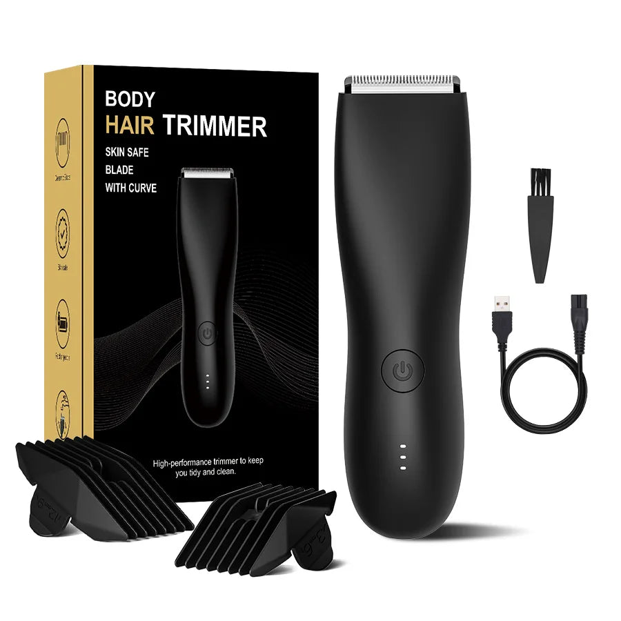 Men's Electric Groin & Body Shaver - Waterproof Dual Head Trimmer Kit w/ LED Light & Foil Blades - Shoppiline
