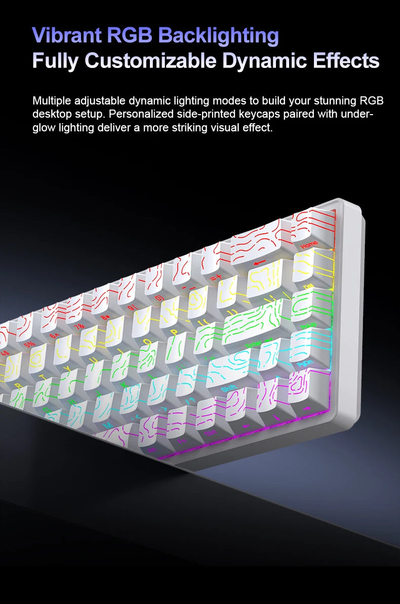 APAYADO A68 Wired Mechanical Keyboard RGB Backlight,Fully Hot-Swappable Keys,ABS Keycaps,68-Key Keyboard for Gaming/Office Use