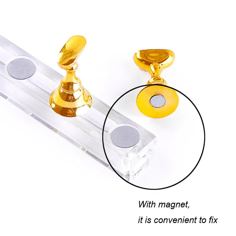 5pcs/Pack Chess Magnetic Nail Holder Practice Display Stand Gold Silver Rose-Golden Showing Shelf Gel Polish Display Stand Tools